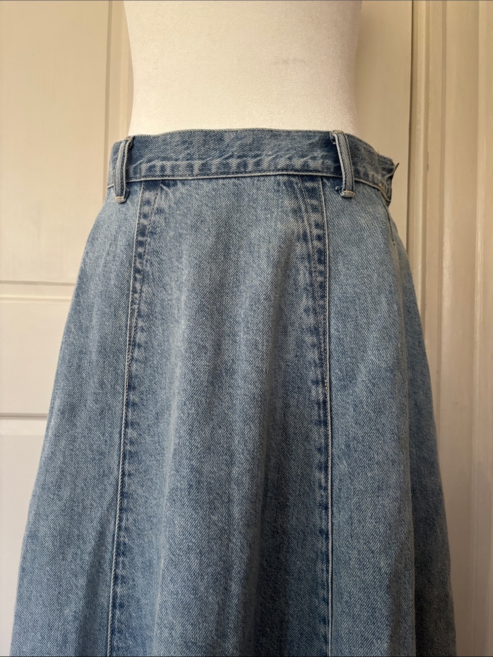 NWT Madewell Light Blue Denim in Edmonton wash A-Line Midi Skirt size 27 - Picture 7 of 12